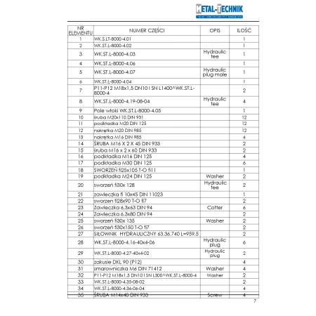 Katalog części zamiennych Włóka łąkowa łamana 8000-3